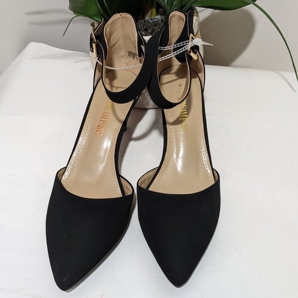 DREAM PAIRS Women's Low Heel Ankle Strap Pumps Suede Shoes Size 8 Black - Picture 2 of 8